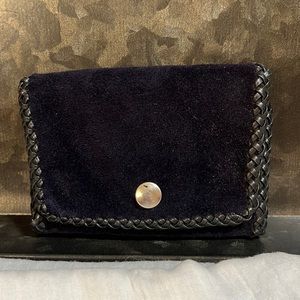 VTG Genuine Suede Leather Handmade Artisan Belted Belt Wallet Organizer Trifold